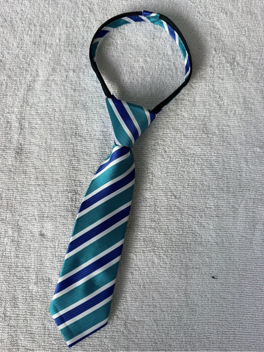 Striped Aqua and Navy Toddler Boys' Pre-Tied Adjustable Tie